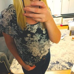 Loft size S mixed media grey/white short sleeve